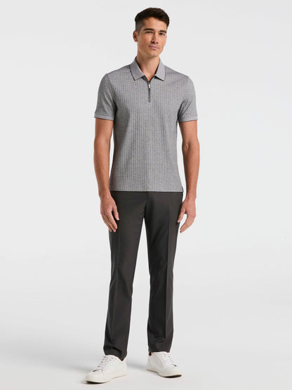 Perry Ellis Ribbed Quarter Zip Heathered Polo