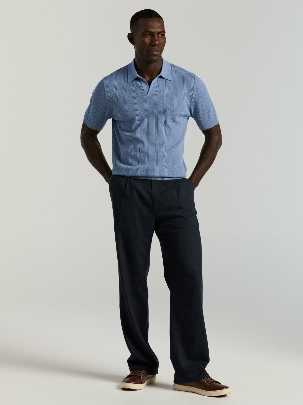 Perry Ellis Mesh Stripe Sweater Polo
