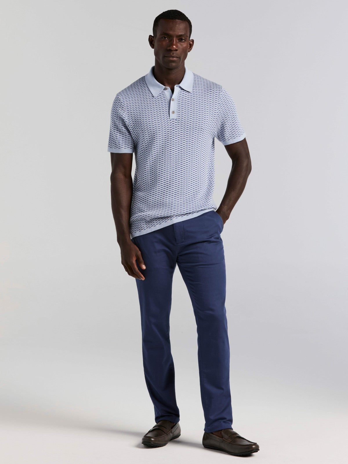 Perry Ellis Cotton Modal Geo Polo Sweater