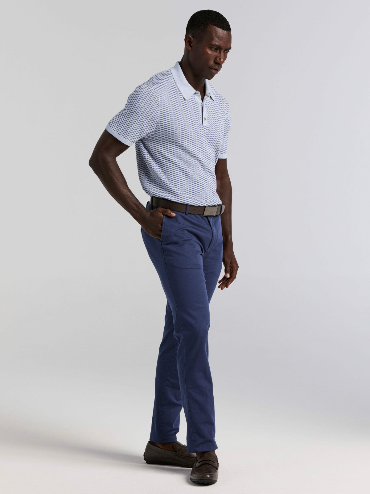Perry Ellis Cotton Modal Geo Polo Sweater