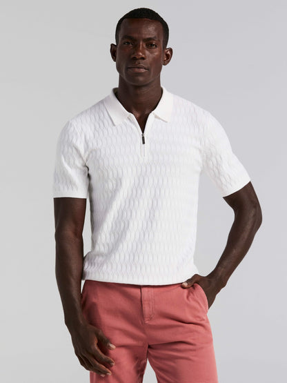 Perry Ellis Geometric Pattern Zip Polo Sweater