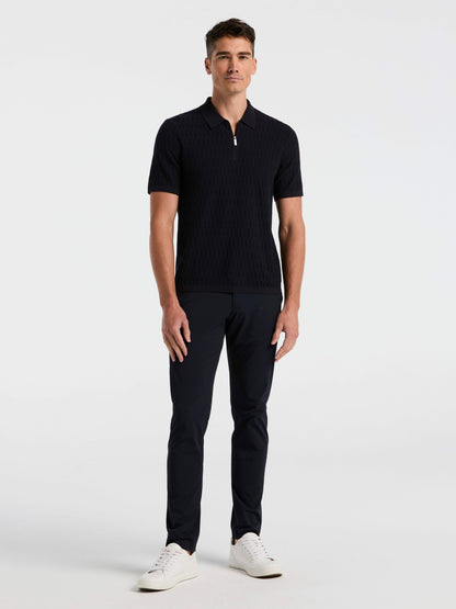 Perry Ellis Geometric Pattern Zip Polo Sweater