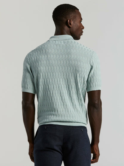 Perry Ellis Geometric Pattern Zip Polo Sweater
