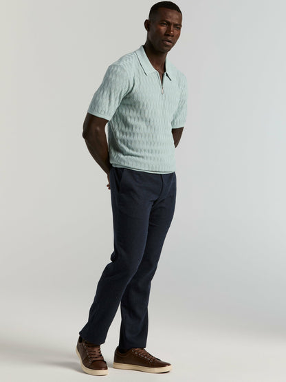Perry Ellis Geometric Pattern Zip Polo Sweater