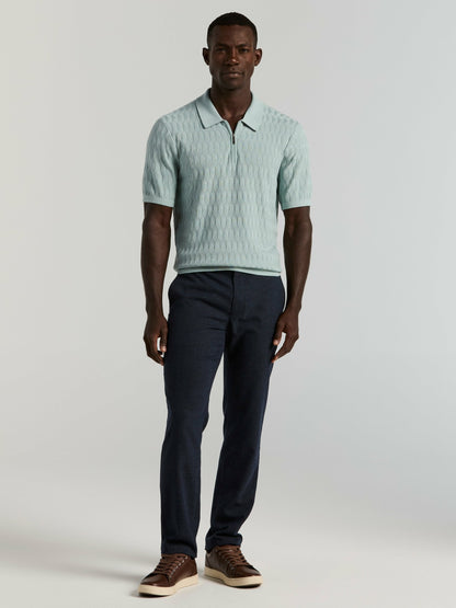 Perry Ellis Geometric Pattern Zip Polo Sweater