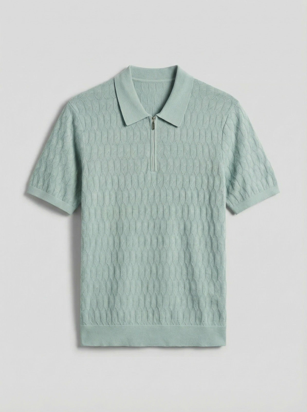 Perry Ellis Geometric Pattern Zip Polo Sweater