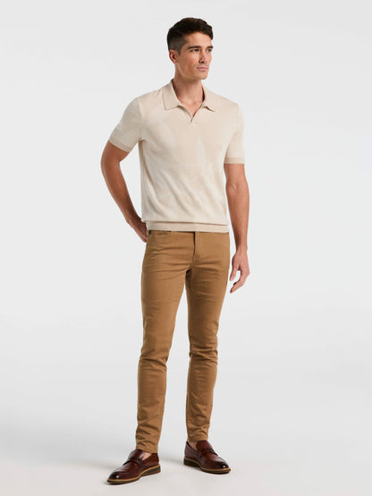 Perry Ellis Leaf Print Open Collar Sweater Polo