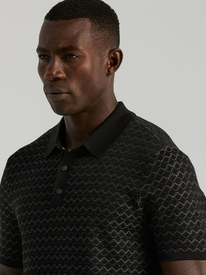 Perry Ellis Cotton Jacquard 3 Button Sweater Polo