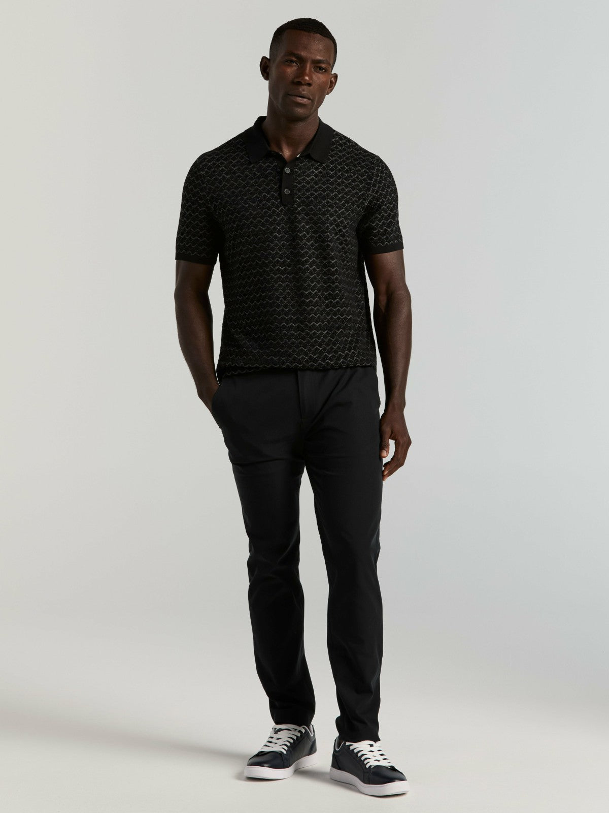 Perry Ellis Cotton Jacquard 3 Button Sweater Polo