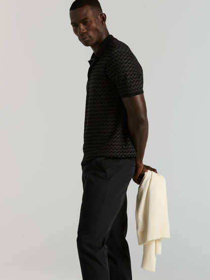 Perry Ellis Cotton Jacquard 3 Button Sweater Polo