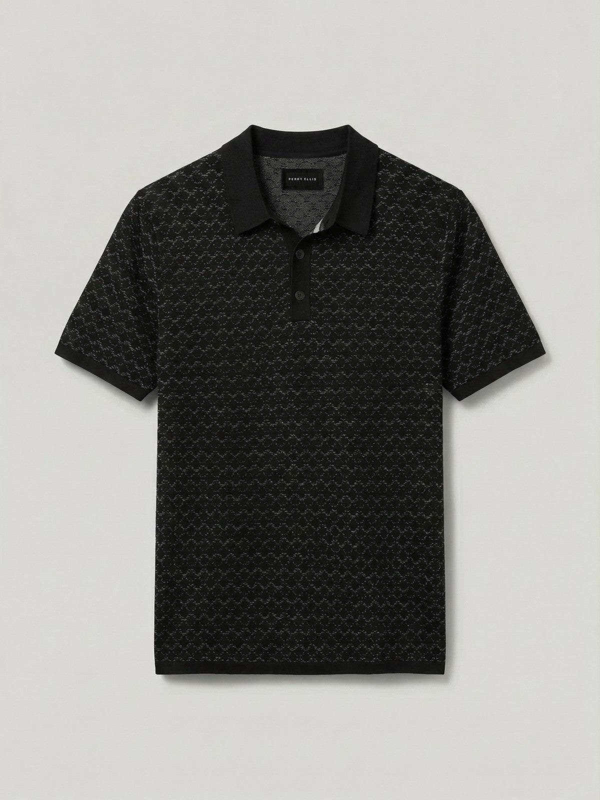 Perry Ellis Cotton Jacquard 3 Button Sweater Polo