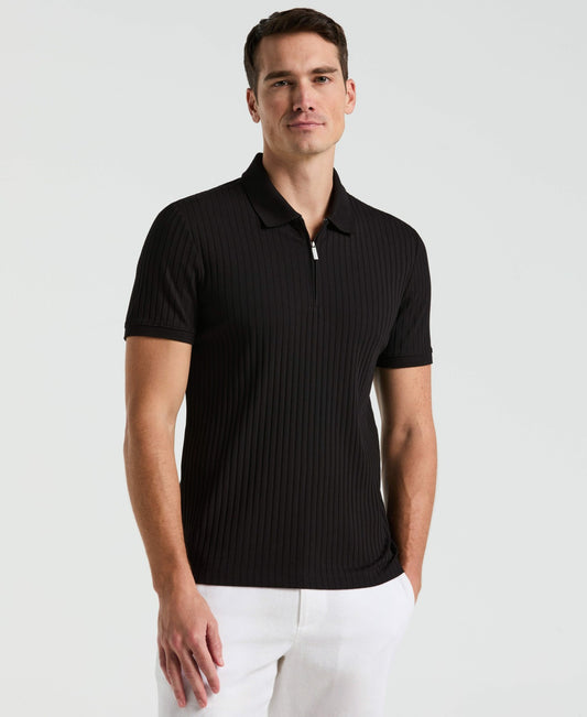 Perry Ellis Quarter Zip Ribbed Polo