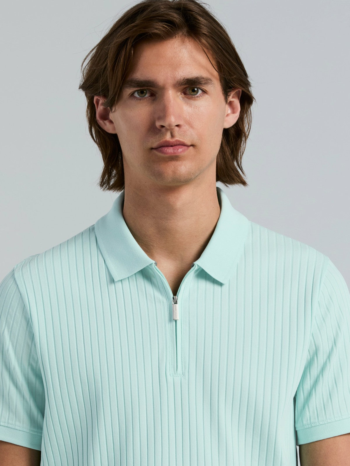 Perry Ellis Quarter Zip Ribbed Polo