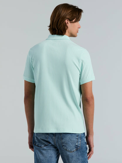 Perry Ellis Quarter Zip Ribbed Polo