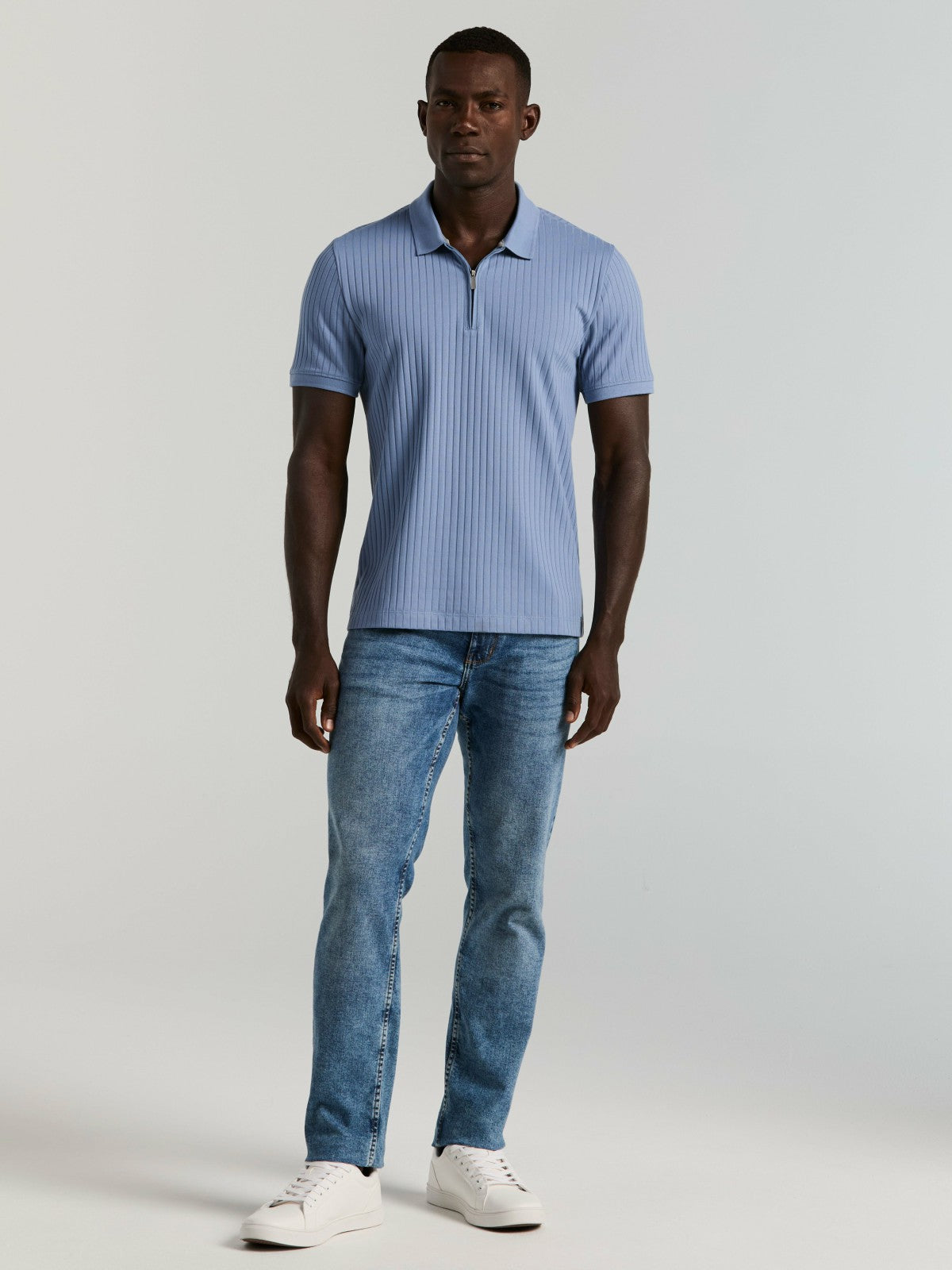 Perry Ellis Quarter Zip Ribbed Polo