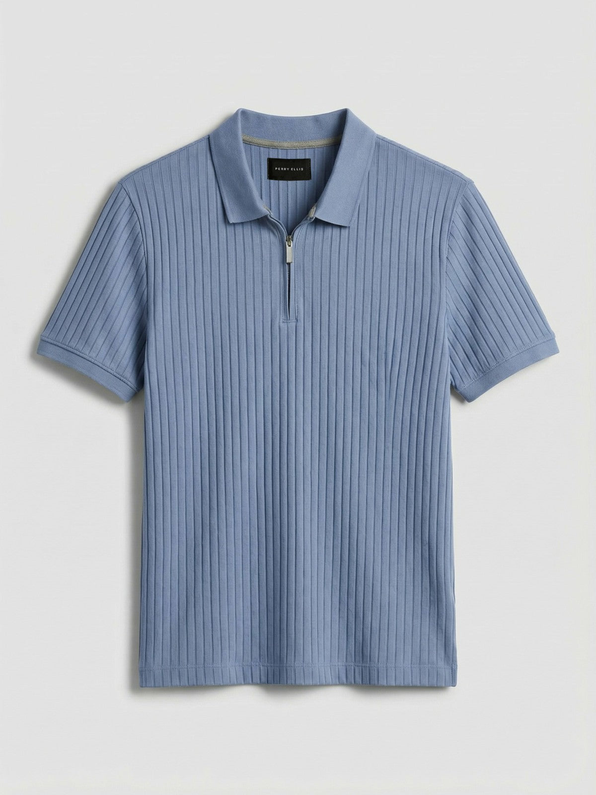 Perry Ellis Quarter Zip Ribbed Polo