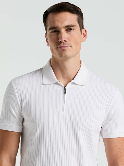 Perry Ellis Quarter Zip Ribbed Polo