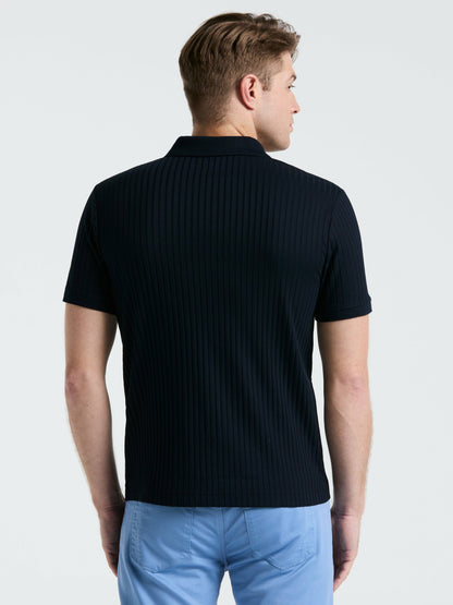 Perry Ellis Quarter Zip Ribbed Polo