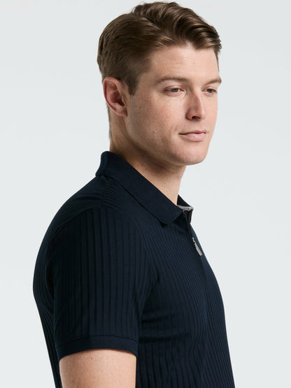 Perry Ellis Quarter Zip Ribbed Polo