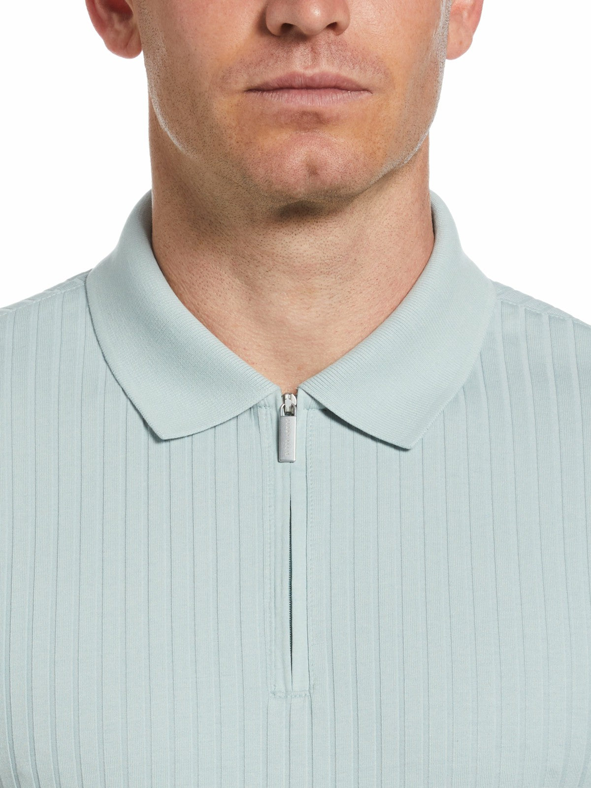 Perry Ellis Quarter Zip Ribbed Polo