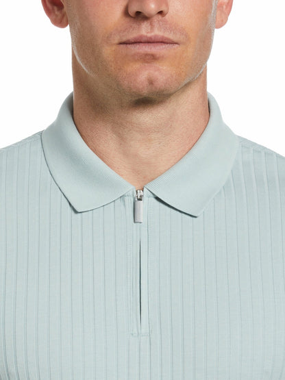 Perry Ellis Quarter Zip Ribbed Polo