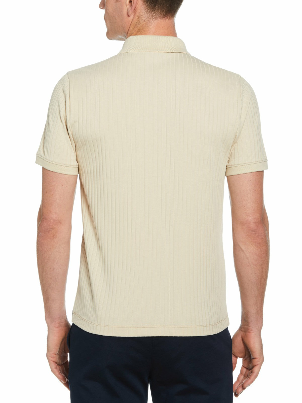Perry Ellis Quarter Zip Ribbed Polo