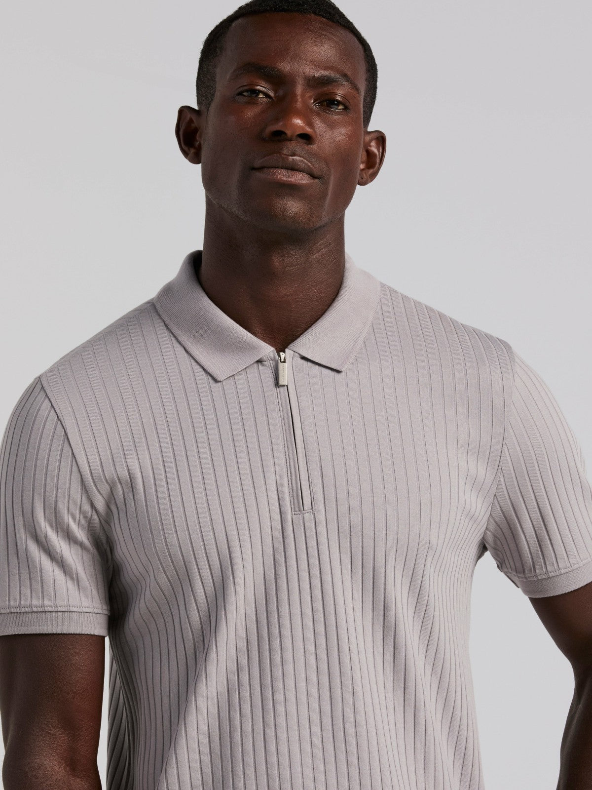 Perry Ellis Quarter Zip Ribbed Polo