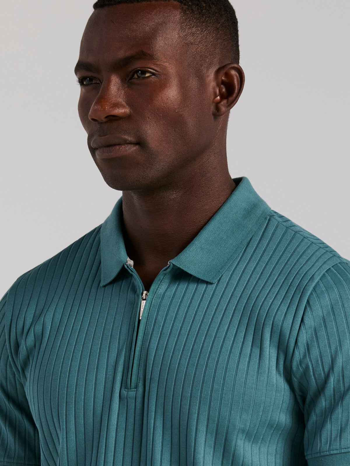 Perry Ellis Quarter Zip Ribbed Polo