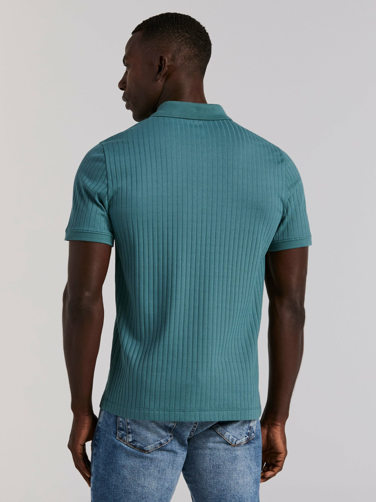 Perry Ellis Quarter Zip Ribbed Polo