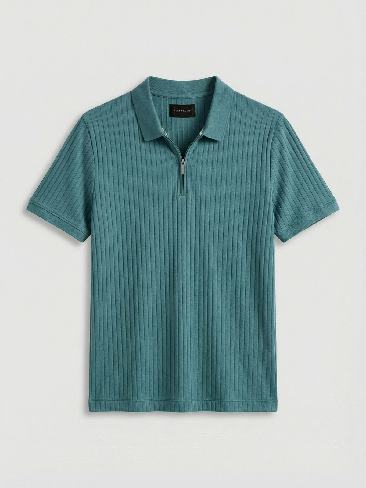 Perry Ellis Quarter Zip Ribbed Polo