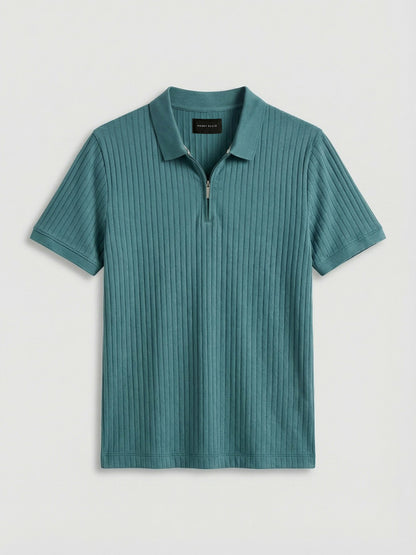 Perry Ellis Quarter Zip Ribbed Polo