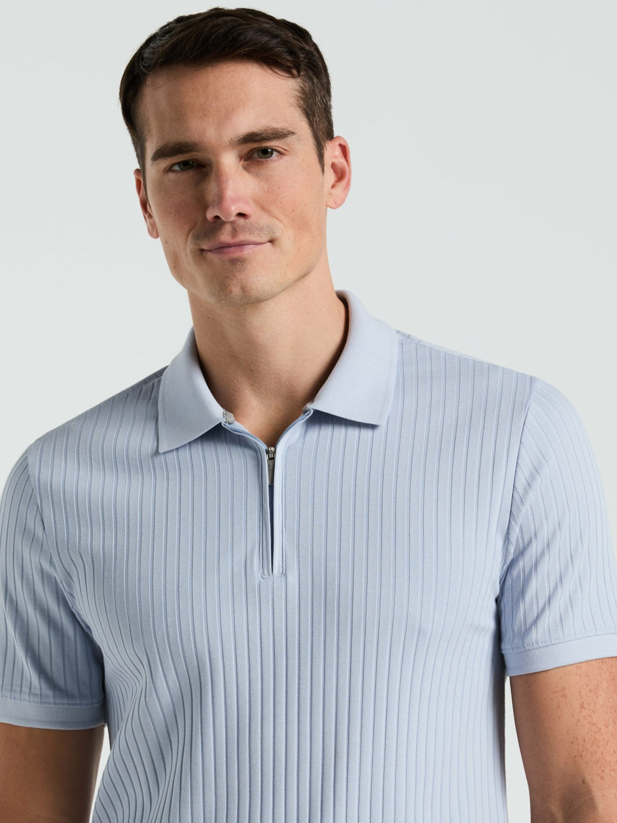 Perry Ellis Quarter Zip Ribbed Polo