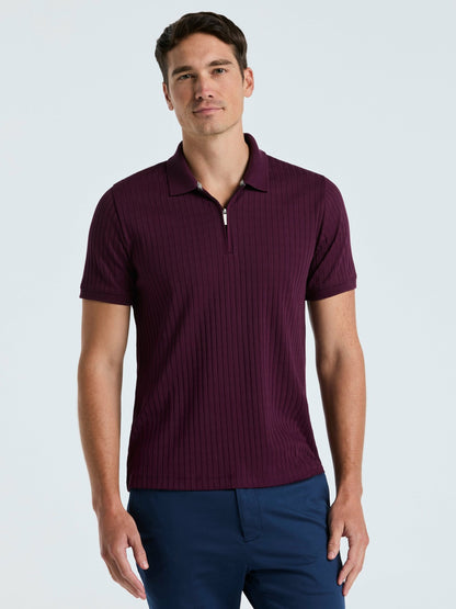 Perry Ellis Quarter Zip Ribbed Polo