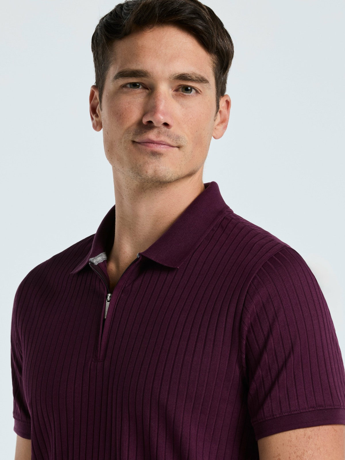 Perry Ellis Quarter Zip Ribbed Polo