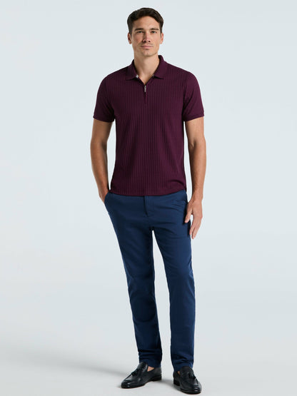 Perry Ellis Quarter Zip Ribbed Polo
