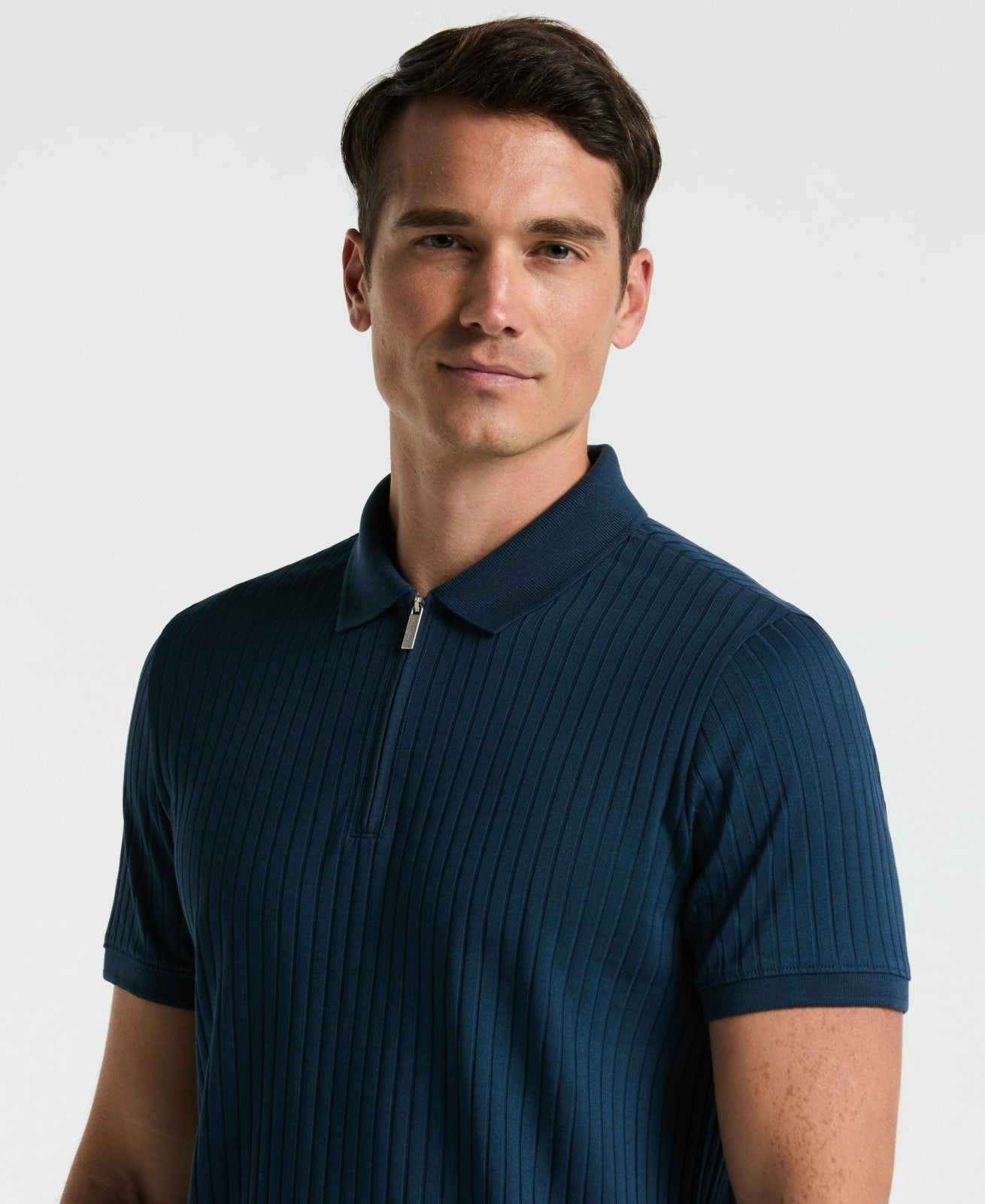 Perry Ellis Quarter Zip Ribbed Polo