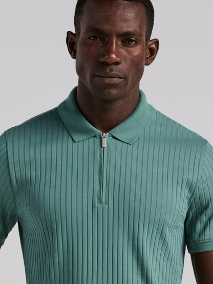 Perry Ellis Quarter Zip Ribbed Polo