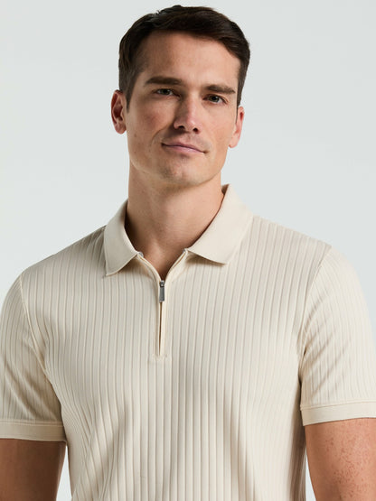Perry Ellis Quarter Zip Ribbed Polo