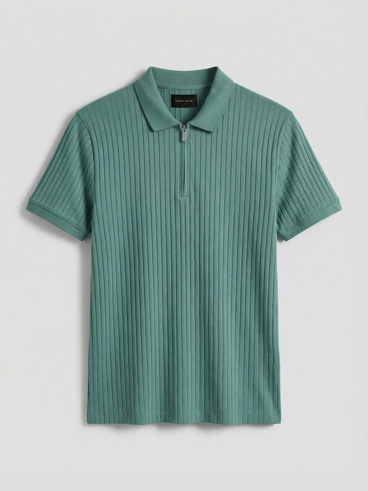 Perry Ellis Quarter Zip Ribbed Polo
