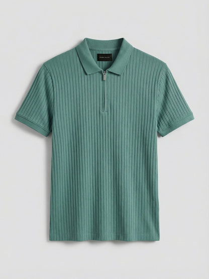 Perry Ellis Quarter Zip Ribbed Polo