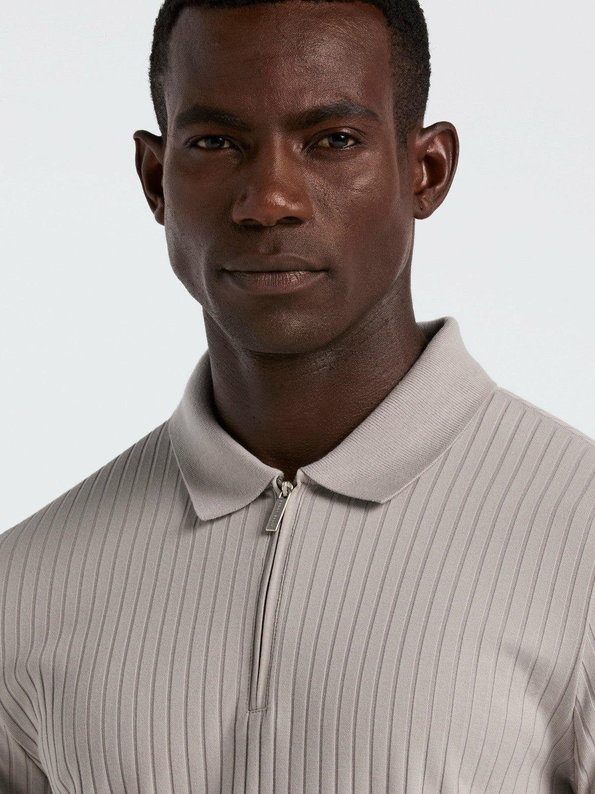 Perry Ellis Quarter Zip Ribbed Polo