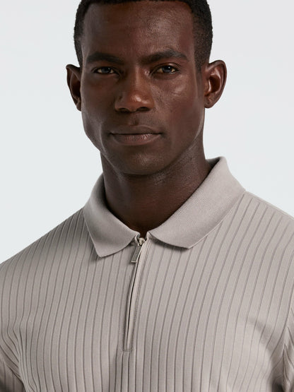 Perry Ellis Quarter Zip Ribbed Polo