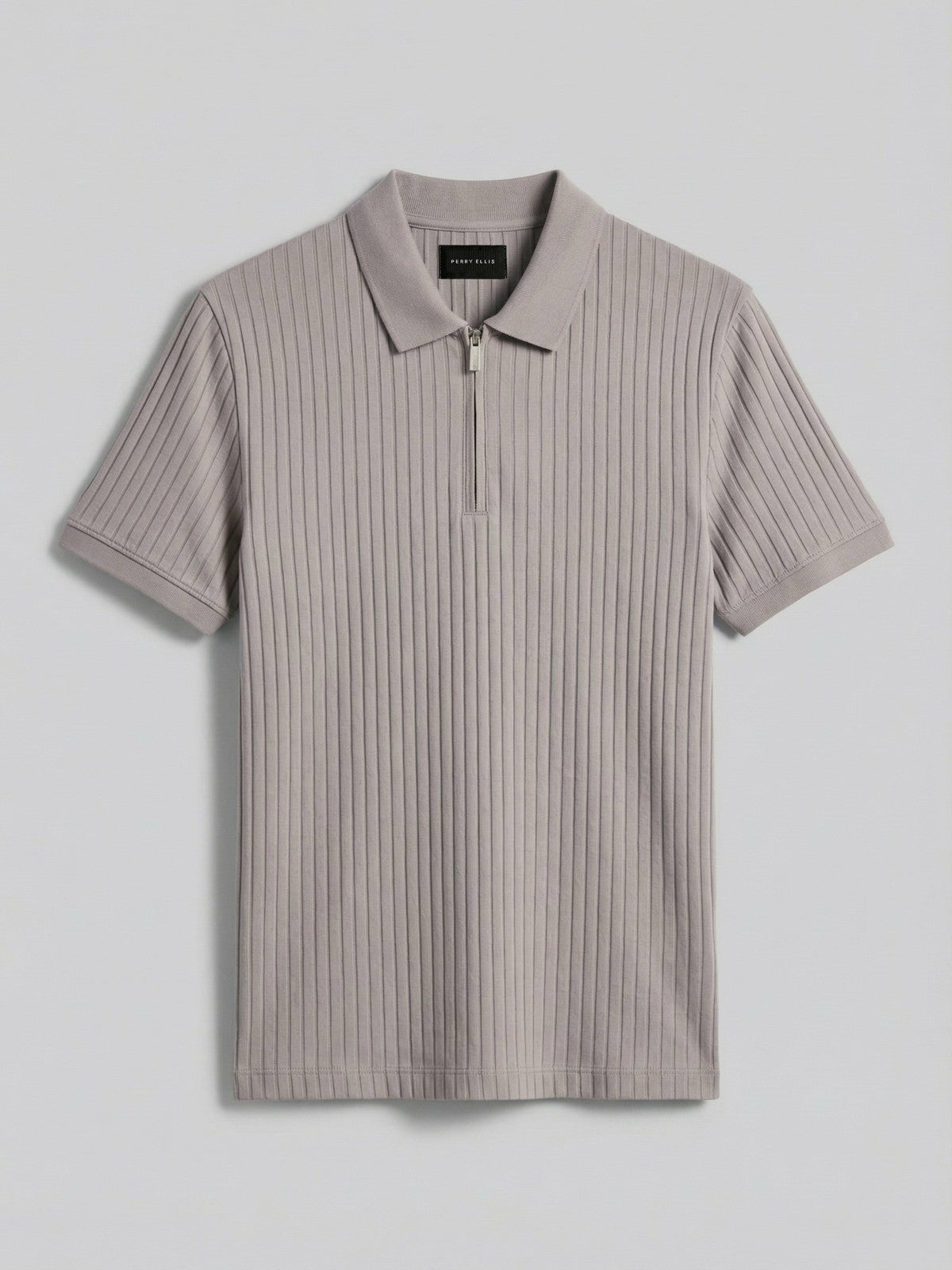 Perry Ellis Quarter Zip Ribbed Polo