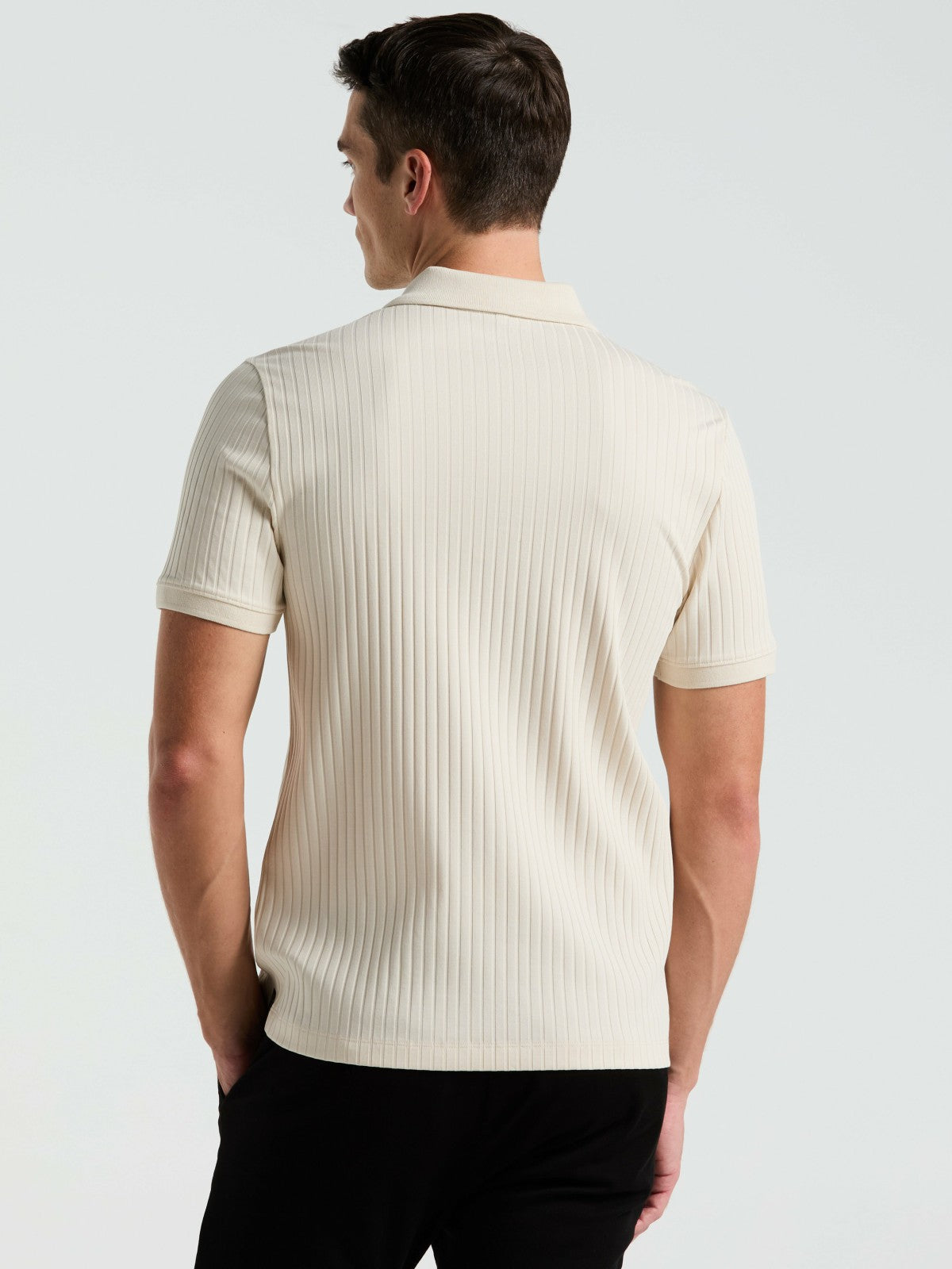 Perry Ellis Quarter Zip Ribbed Polo