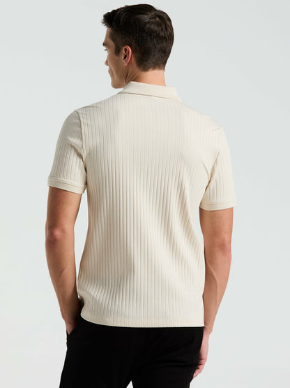 Perry Ellis Quarter Zip Ribbed Polo