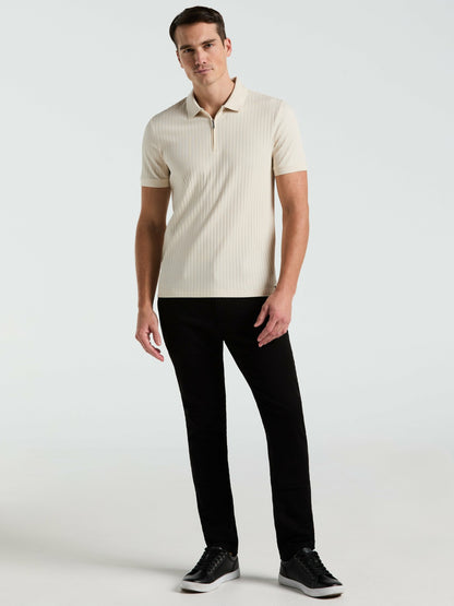 Perry Ellis Quarter Zip Ribbed Polo