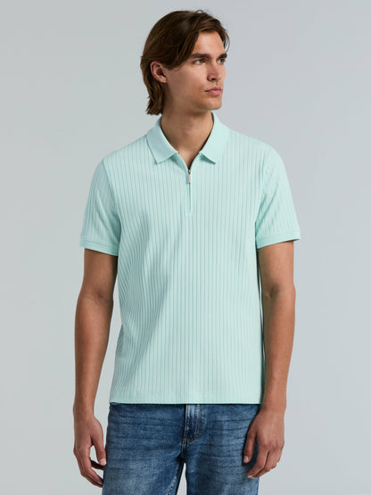 Perry Ellis Quarter Zip Ribbed Polo
