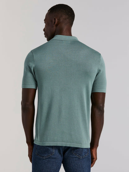 Perry Ellis Cotton Modal Striped Zip Sweater Polo