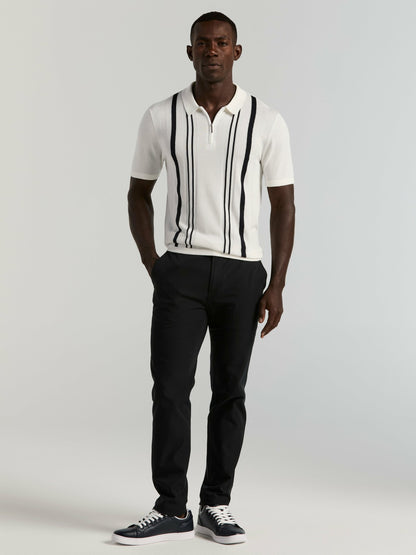 Perry Ellis Cotton Modal Striped Zip Sweater Polo