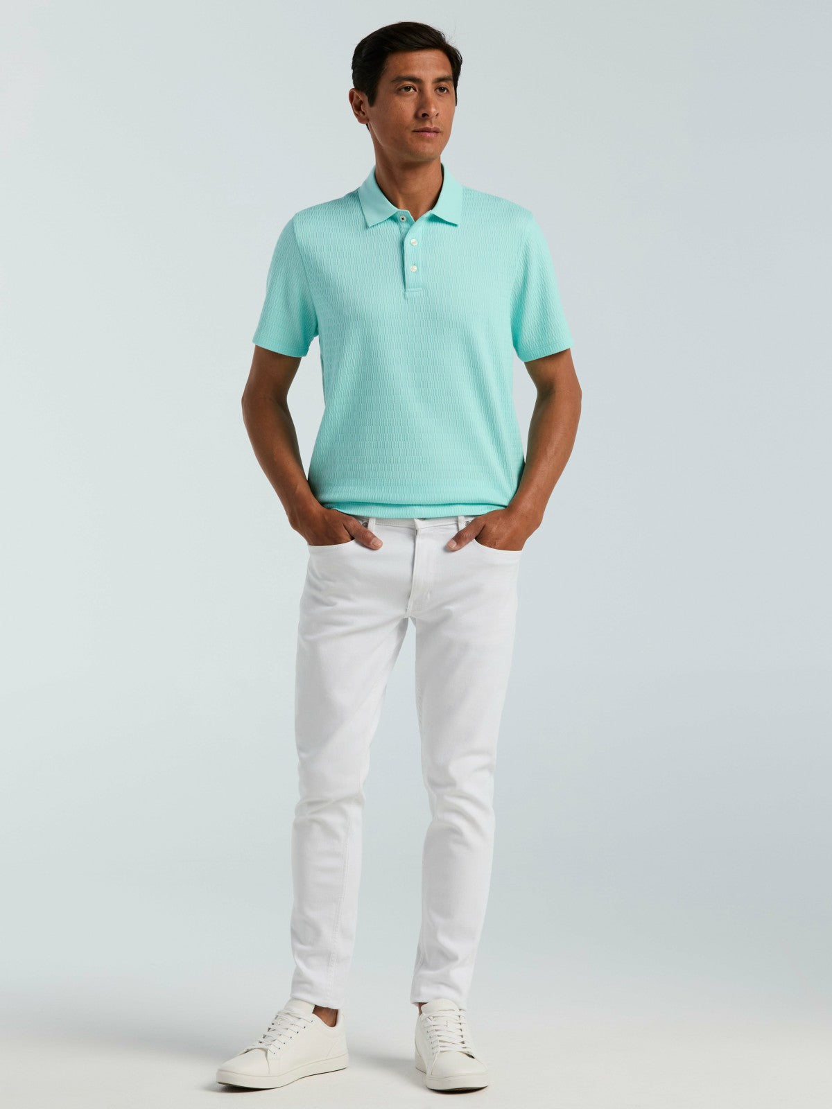 Perry Ellis Geometric Jacquard Polo Shirt